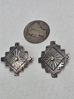 Vintage Sterling Silver Southwest Clip Earrings